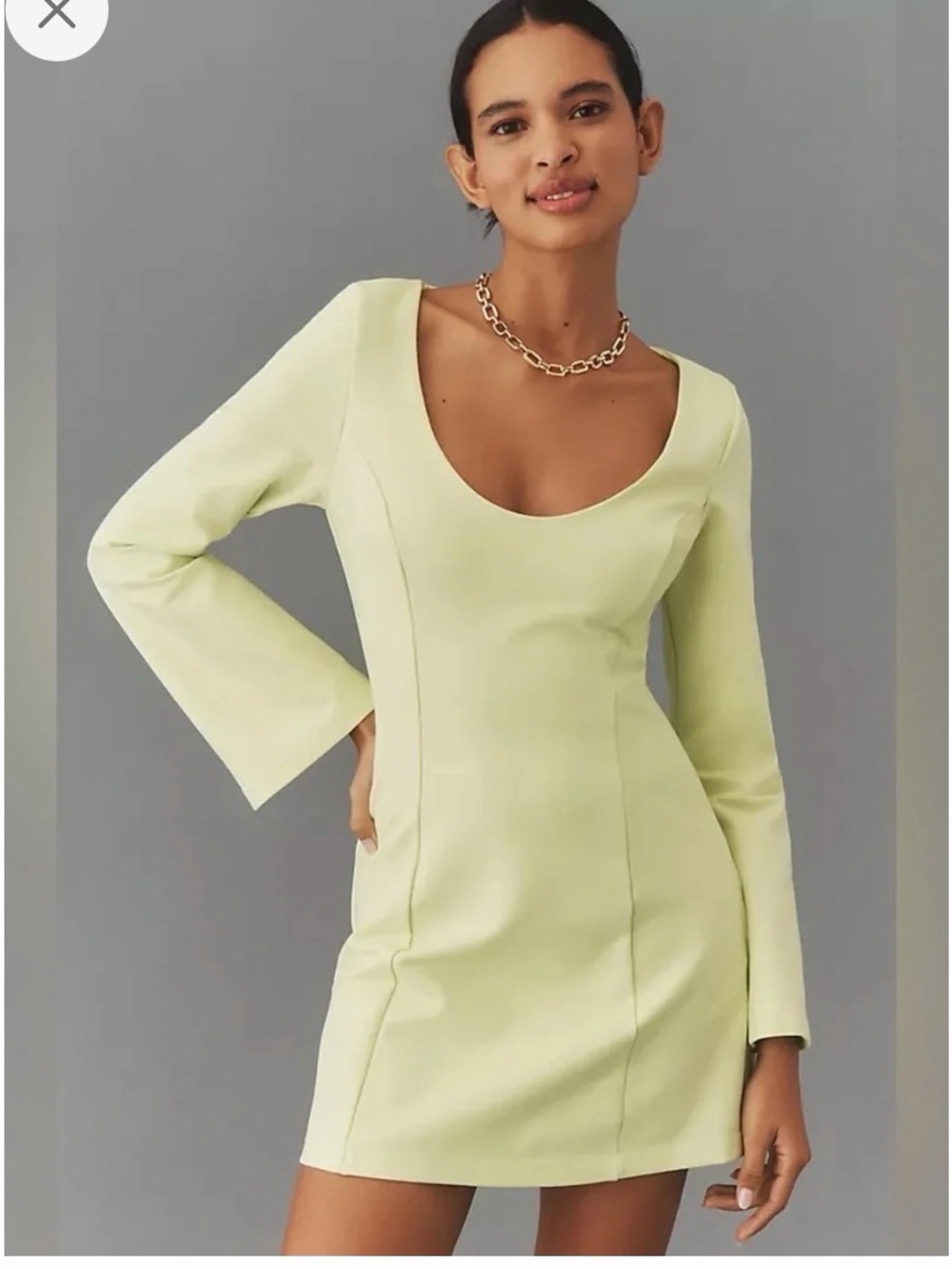 Maeve Long-Sleeve Scoop-Neck Mini Dress